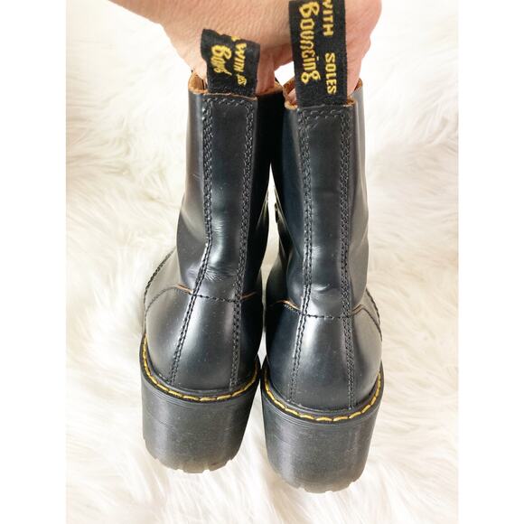 DR MARTENS Leona Heeled Platform Combat Boots Black 7 - Picture 7 of 10